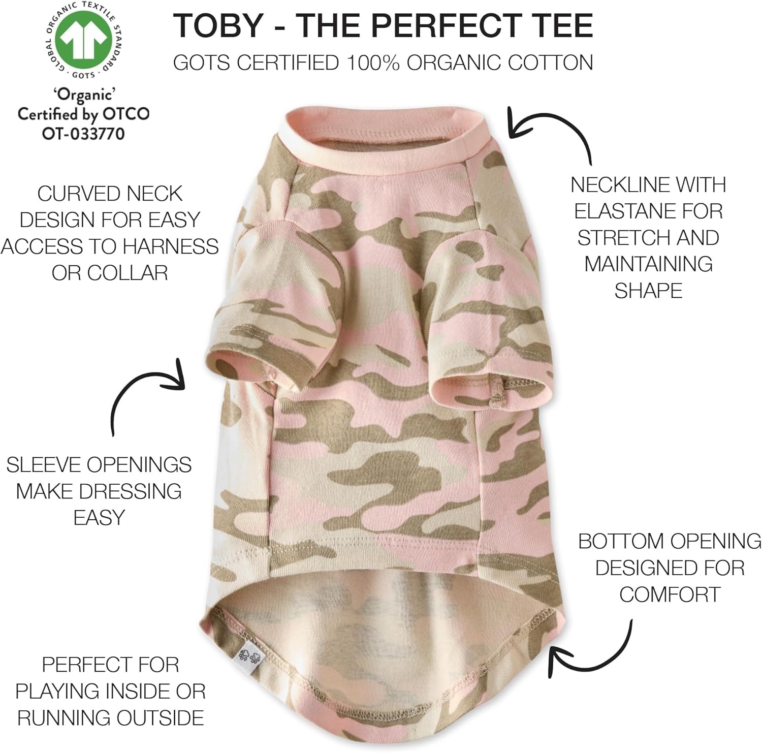 image:imagePet Passion Toby 3Pack 100 Organic Cotton Dog Short Sleeve TShirt Pet Tees for All Breeds Gray Ombre XSmall 512 lbsPink Camo