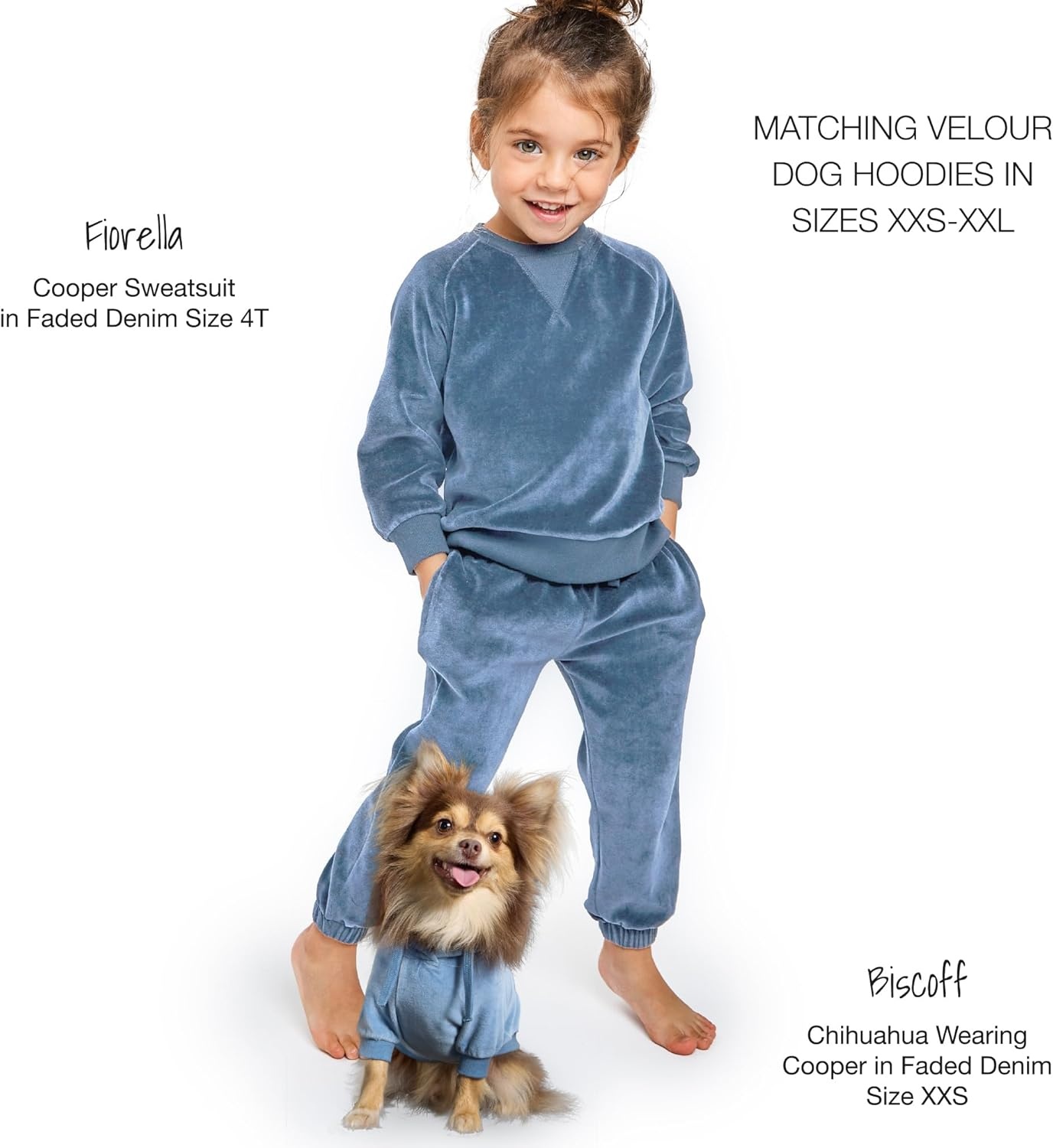 image:imagepet Passion Cooper II People Packs The Plush Organic Cotton Velour Sweatsuit 2Piece Top Pants Set Baby and ToddlerFaded Denim