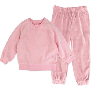 image:imagepet Passion Cooper II People Packs  The Plush Organic Cotton Velour Sweatsuit 2Piece Top Pants Set Baby and ToddlerPink