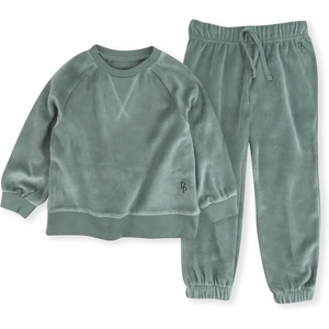image:imagepet Passion Cooper II People Packs  The Plush Organic Cotton Velour Sweatsuit 2Piece Top Pants Set Baby and ToddlerSage