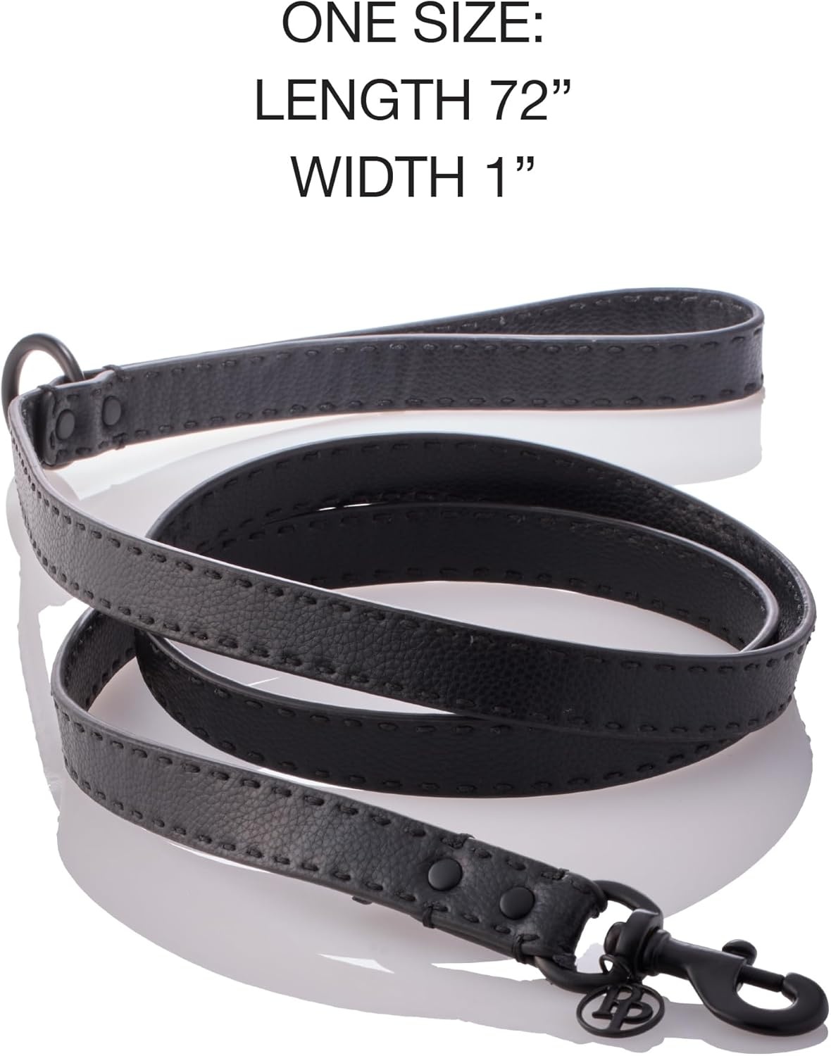 image:imagePet Passion Rein Saddle Stitch Dog Leash Recycled Vegan Leather with Custom Jewelry Hardware Dappled CashmereBlack Beauty