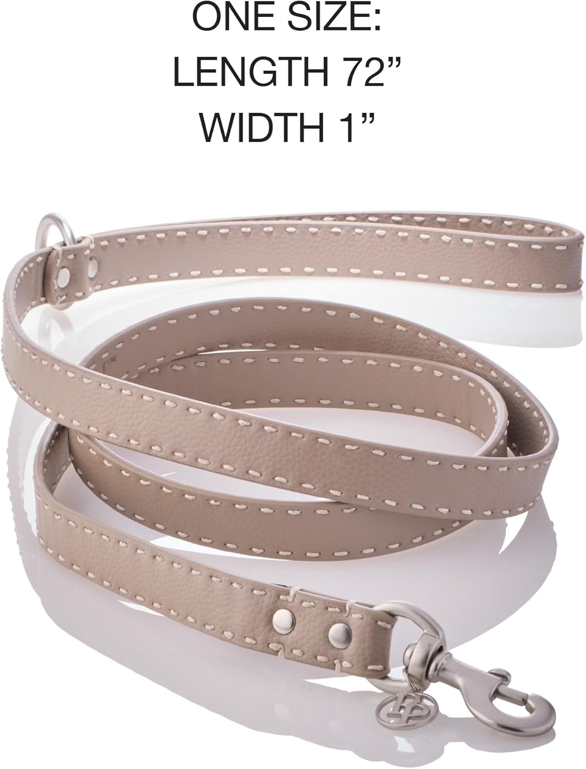 image:imagePet Passion Rein Saddle Stitch Dog Leash Recycled Vegan Leather with Custom Jewelry Hardware Dappled CashmereDappled Cashmere