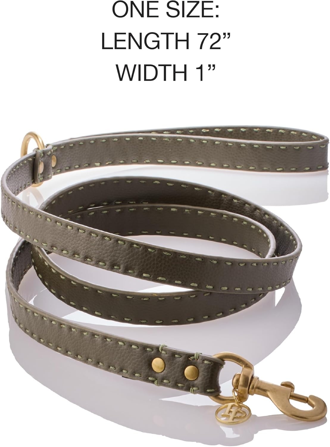 image:imagePet Passion Rein Saddle Stitch Dog Leash Recycled Vegan Leather with Custom Jewelry Hardware Dappled CashmereScottish Olive