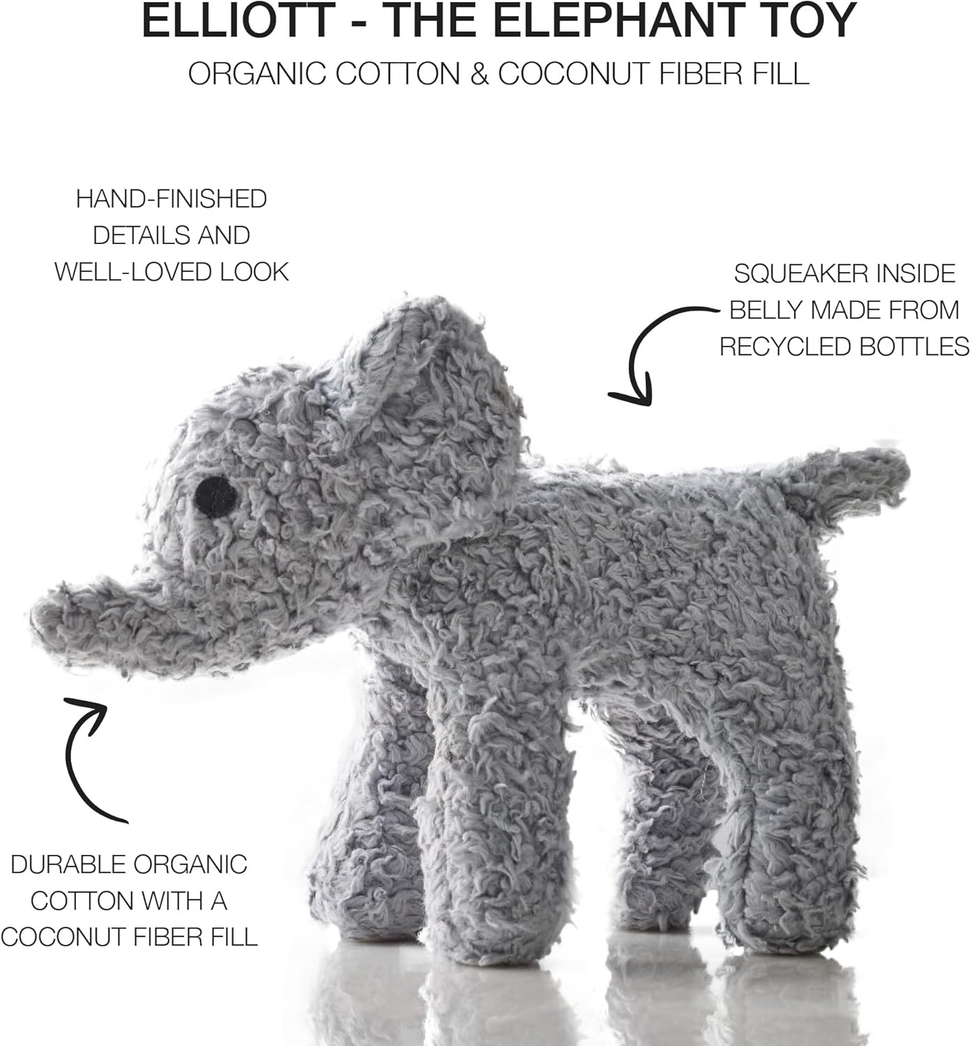image:imagePlush Durable Cotton Dog Toys with Coconut Fill for All Pet Breeds Bear Bunny Elephant with Basket One SizeBear Bunny Elephant with Basket