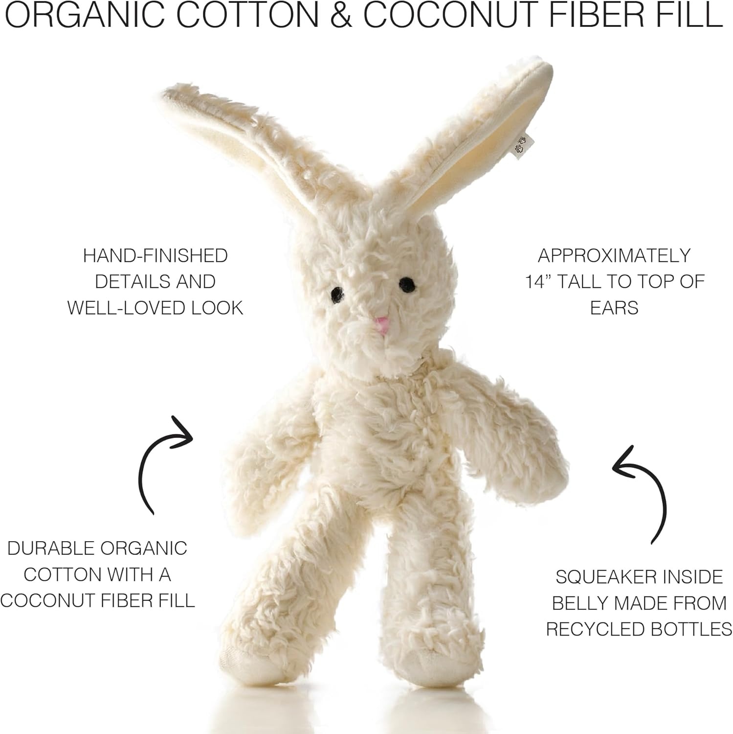 image:imagePlush Durable Cotton Dog Toys with Coconut Fill for All Pet Breeds Bear Bunny Elephant with Basket One SizeBuffy The Bunny