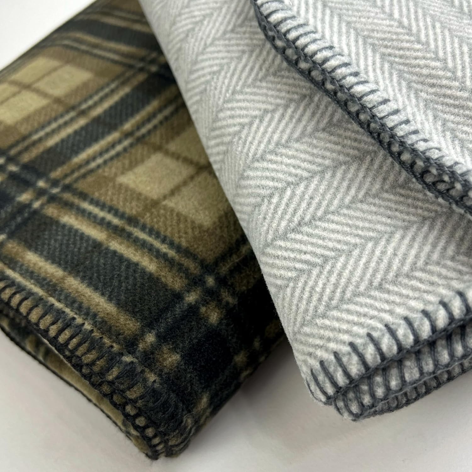 image:imagePreston II THE Polar Fleece Throw SuperSoft Recycled Polar Fleece Dog Blanket Couch Coat Sofa and Car Protecter for Small Medium Large Dogs 40x 50 Olive Chesterfield Plaid One SizeDove Gray Herringbone