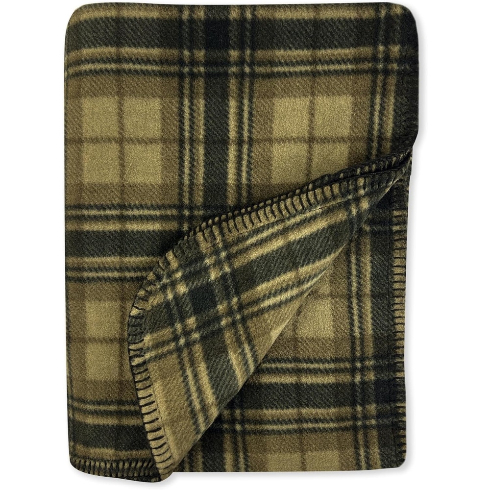 image:imagePreston II THE Polar Fleece Throw SuperSoft Recycled Polar Fleece Dog Blanket Couch Coat Sofa and Car Protecter for Small Medium Large Dogs 40x 50 Olive Chesterfield Plaid One SizeOlive Chesterfield Plaid