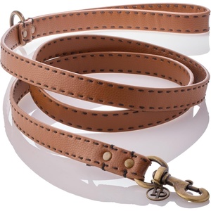 image:imagePet Passion Rein  Saddle Stitch Dog Leash Recycled Vegan Leather with Custom Jewelry Hardware Dappled CashmereChestnut Hunter