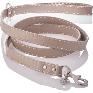 image:imagePet Passion Rein  Saddle Stitch Dog Leash Recycled Vegan Leather with Custom Jewelry Hardware Dappled CashmereDappled Cashmere