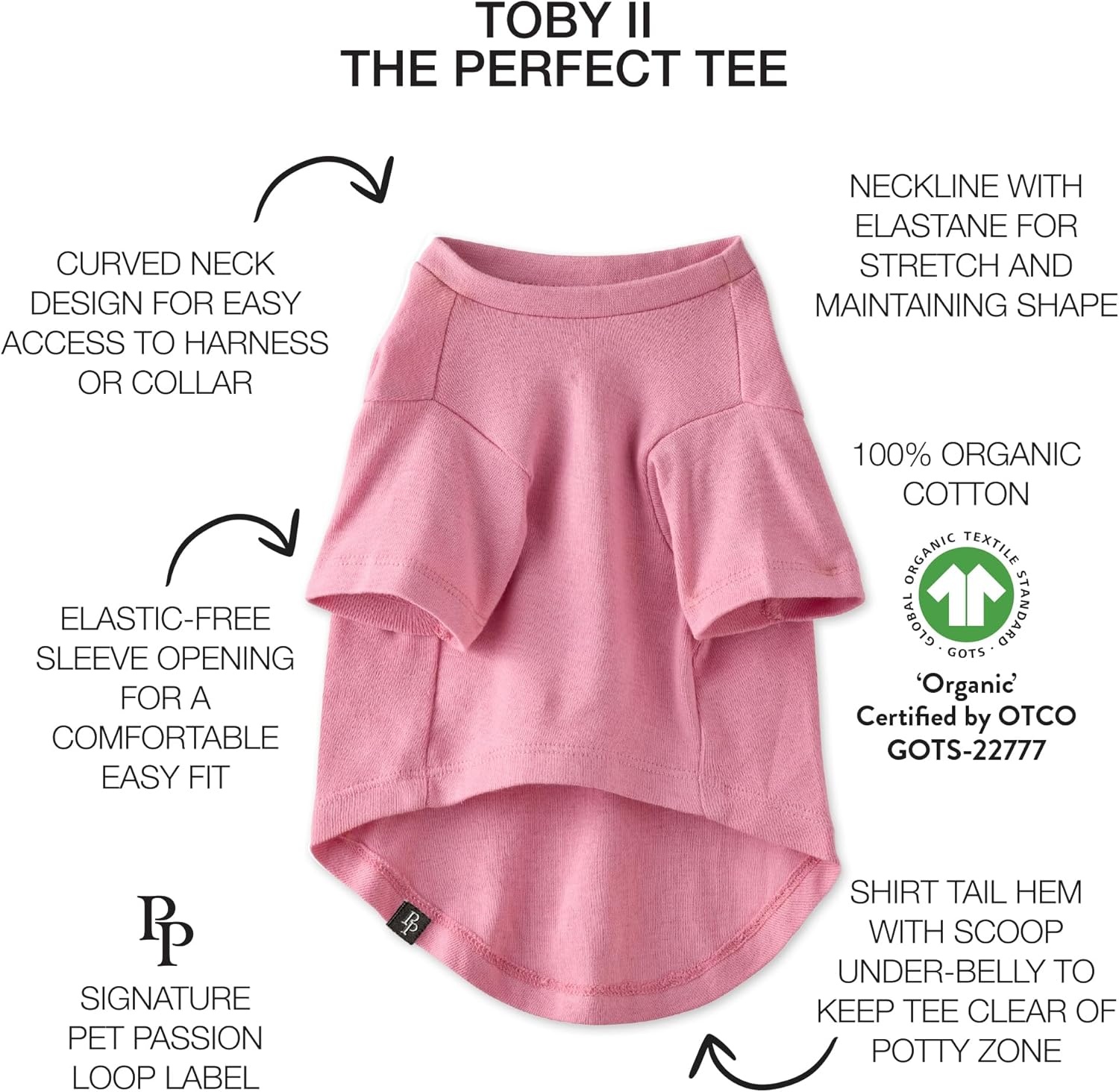 image:imagePet Passion Toby II The Perfect Tee 8 Pack Short Sleeve Pet TShirt 100 Organic Cotton Tees Clothes for Small Medium Large Dogs Rainbow Pink XLargeRainbow Pink