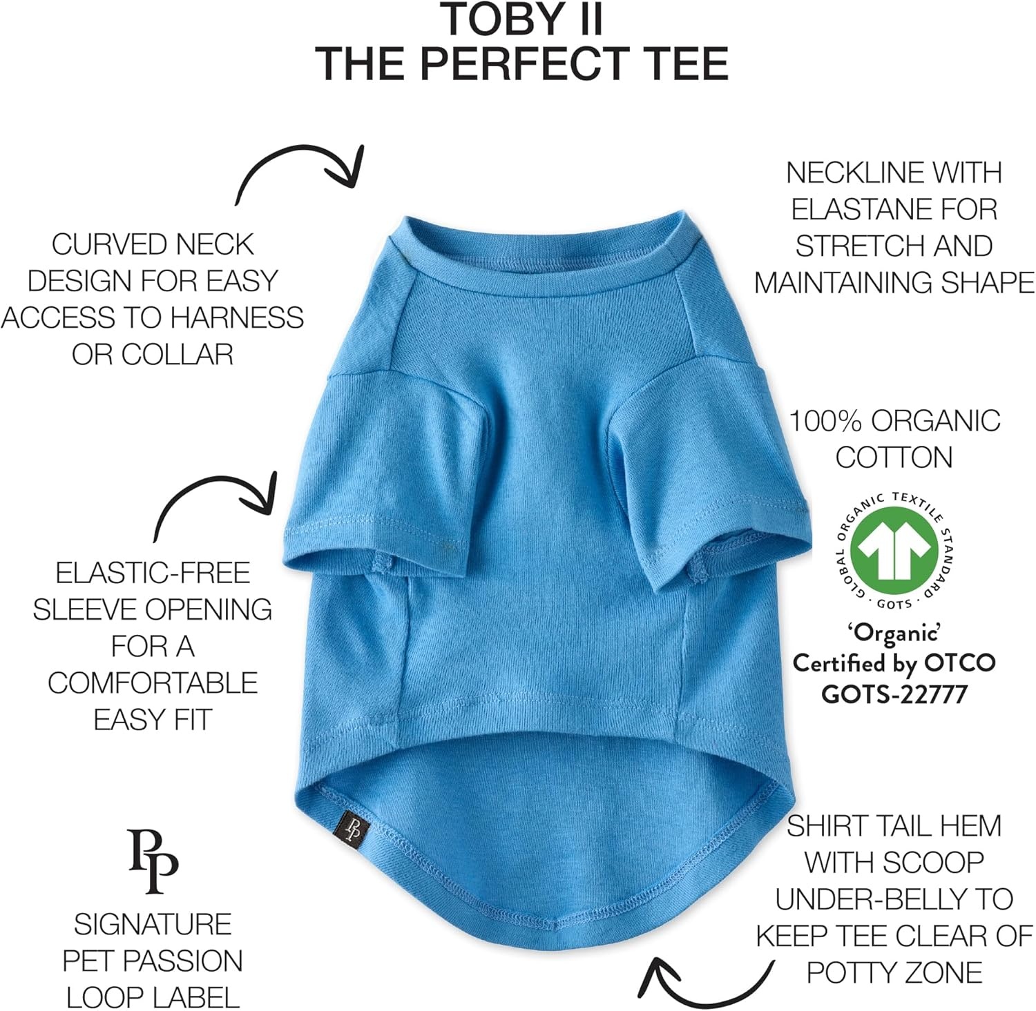 image:imagePet Passion Toby II The Perfect Tee 8 Pack Short Sleeve Pet TShirt 100 Organic Cotton Tees Clothes for Small Medium Large Dogs Rainbow Pink XLargeRainbow Blue