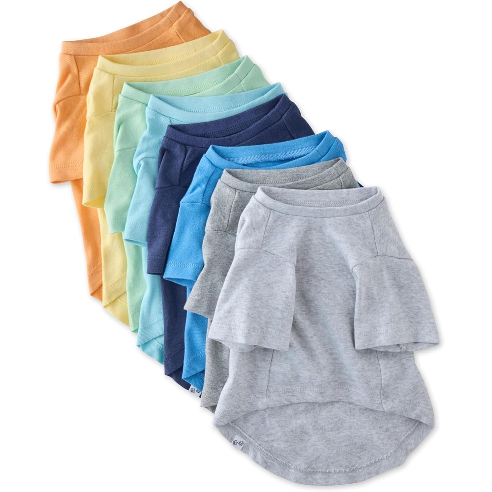 image:imagePet Passion Multipack 100 Organic Cotton Dog Short Sleeve TShirt Pet Tees for All Breeds Rainbow Blues XXSmallRainbow Blues