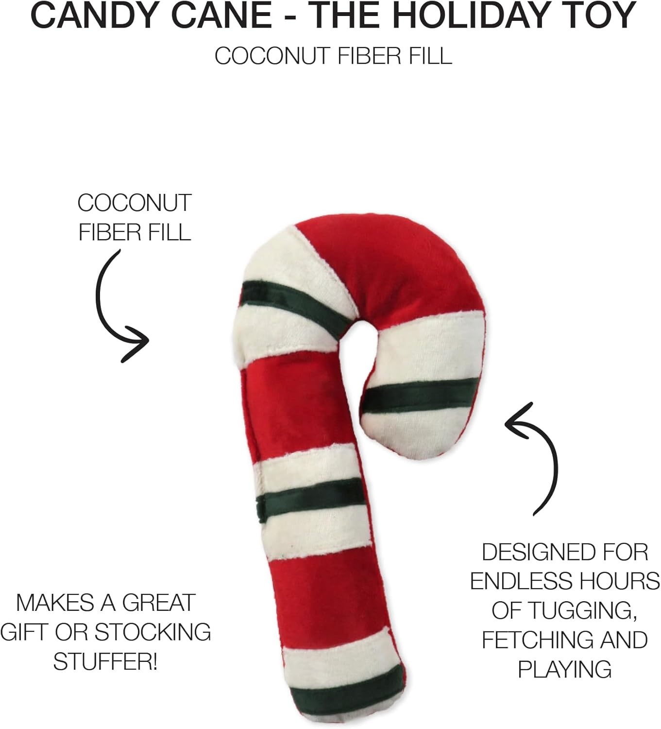 image:imagePet Passion Multipack Stuffed Dog Toys Durable Cotton Canvas with Coconut Fill for All Pet Breeds NaughtyNice One SizeCandy Cane