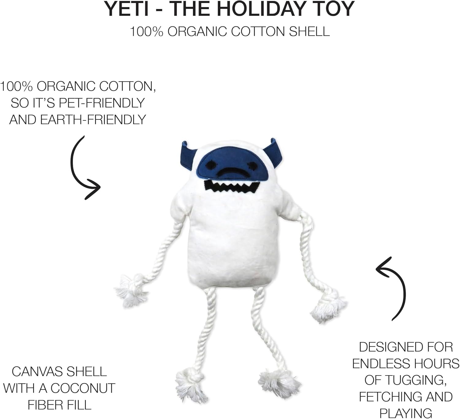 image:imagePet Passion Multipack Stuffed Dog Toys Durable Cotton Canvas with Coconut Fill for All Pet Breeds NaughtyNice One SizeSasquatch