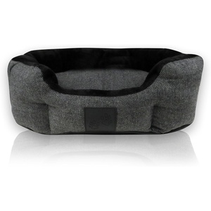 image:imagePet Passion MelloThe Ultra Luxe Bolster Dog Bed with Removable Washable Pillow for All Pet Breeds Ivory Tweed SmallCharcoal Heather Grey