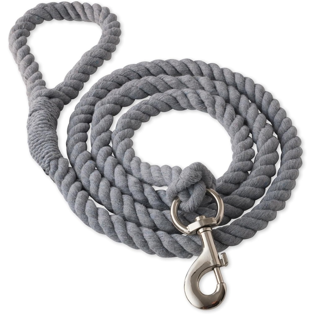 image:imagePet Passion Organic Cotton Dog Leash with Durable Twisted Rope 6 ft for All Pet Breeds Gray Heather One SizeGray Heather